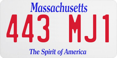 MA license plate 443MJ1