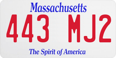 MA license plate 443MJ2