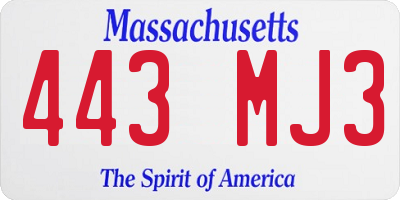 MA license plate 443MJ3