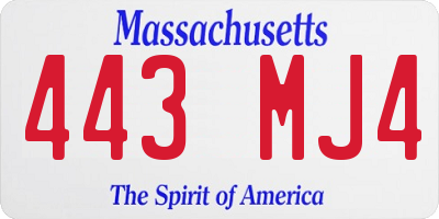 MA license plate 443MJ4