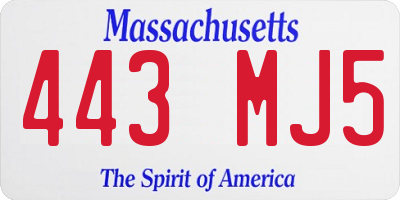MA license plate 443MJ5