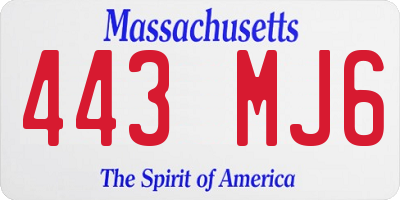 MA license plate 443MJ6