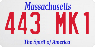 MA license plate 443MK1