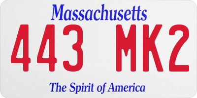 MA license plate 443MK2
