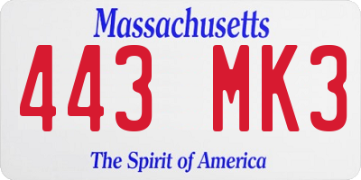 MA license plate 443MK3