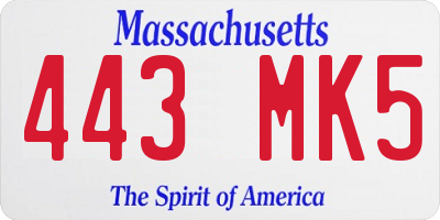 MA license plate 443MK5