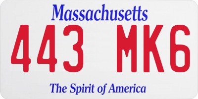 MA license plate 443MK6