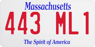 MA license plate 443ML1