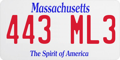 MA license plate 443ML3