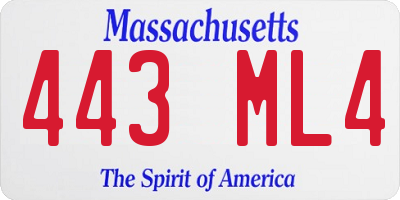 MA license plate 443ML4