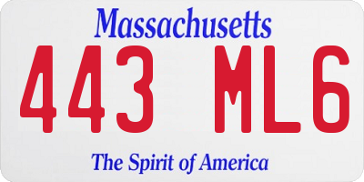 MA license plate 443ML6