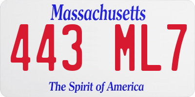 MA license plate 443ML7
