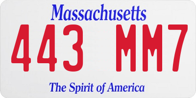 MA license plate 443MM7
