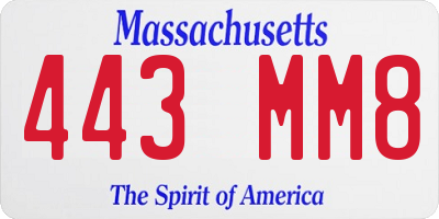 MA license plate 443MM8