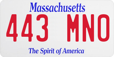 MA license plate 443MN0