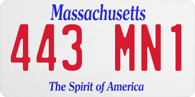 MA license plate 443MN1