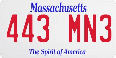 MA license plate 443MN3