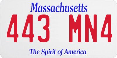MA license plate 443MN4