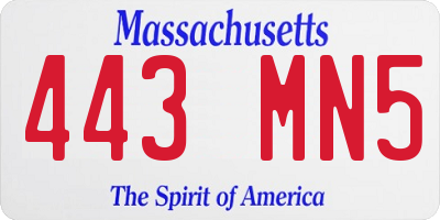 MA license plate 443MN5