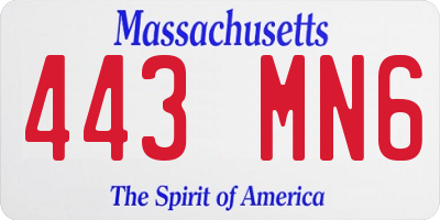 MA license plate 443MN6