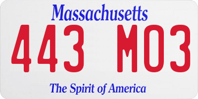 MA license plate 443MO3