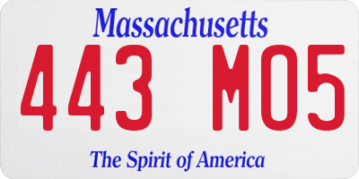 MA license plate 443MO5