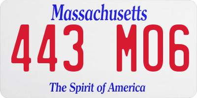 MA license plate 443MO6