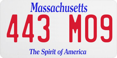 MA license plate 443MO9