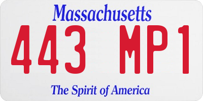 MA license plate 443MP1