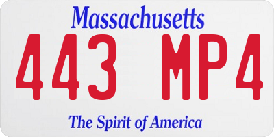 MA license plate 443MP4