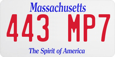 MA license plate 443MP7