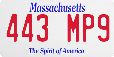 MA license plate 443MP9