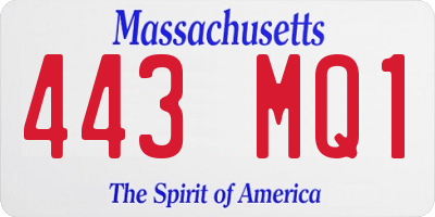 MA license plate 443MQ1