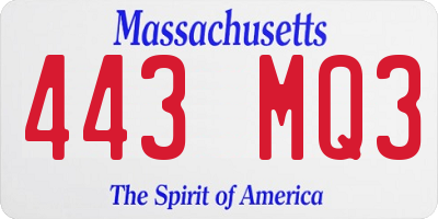 MA license plate 443MQ3