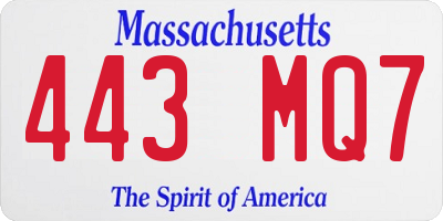 MA license plate 443MQ7