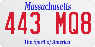 MA license plate 443MQ8