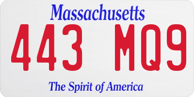 MA license plate 443MQ9