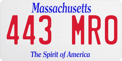 MA license plate 443MR0
