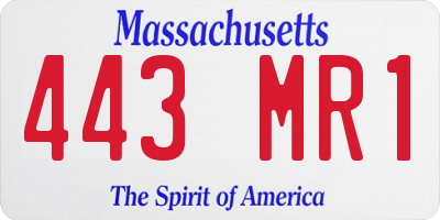 MA license plate 443MR1
