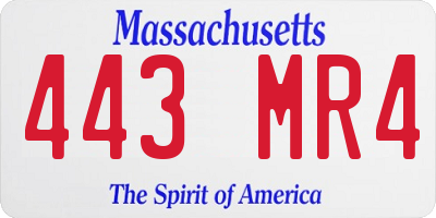MA license plate 443MR4