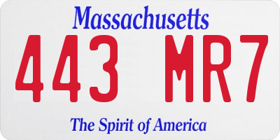 MA license plate 443MR7