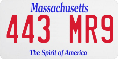 MA license plate 443MR9