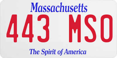MA license plate 443MS0