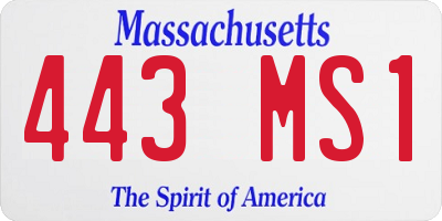 MA license plate 443MS1