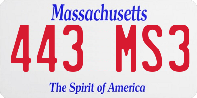 MA license plate 443MS3