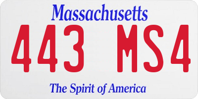 MA license plate 443MS4