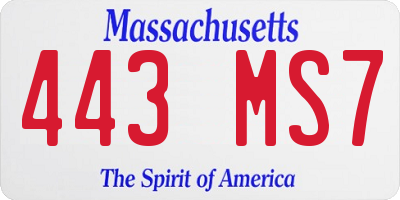 MA license plate 443MS7