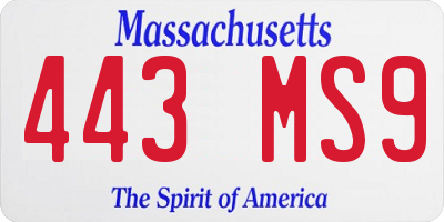 MA license plate 443MS9