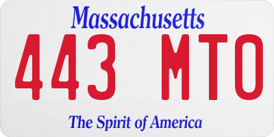 MA license plate 443MT0