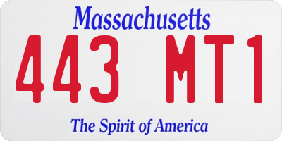 MA license plate 443MT1